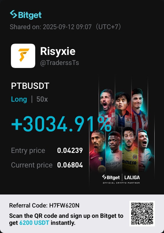 PTBUSDT Long 50x +3,034.91% ROI
