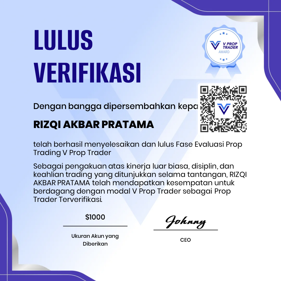 V Prop Trader Verification - Lulus Verifikasi $1,000 Account